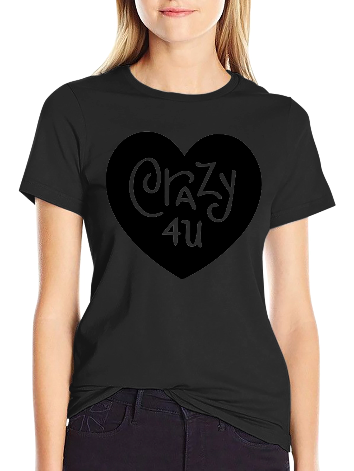 Crazy 4 U Black Heart Graphic T-Shirt