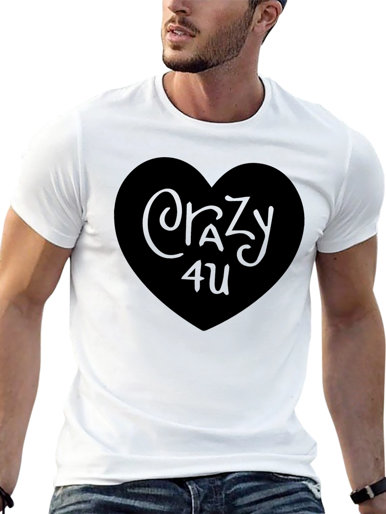 Crazy 4 U Black Heart Graphic T-Shirt