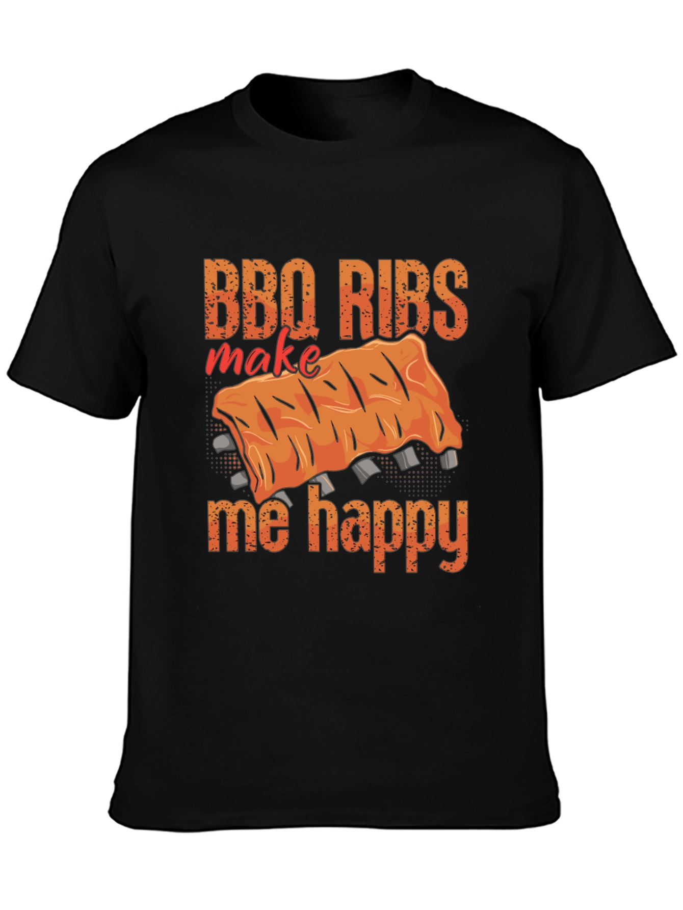 BBQ Ribs Make Me Happy T-Shirt - Funny Foodie Tee