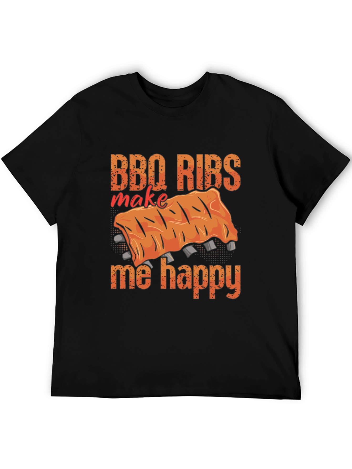 BBQ Ribs Make Me Happy T-Shirt - Funny Foodie Tee
