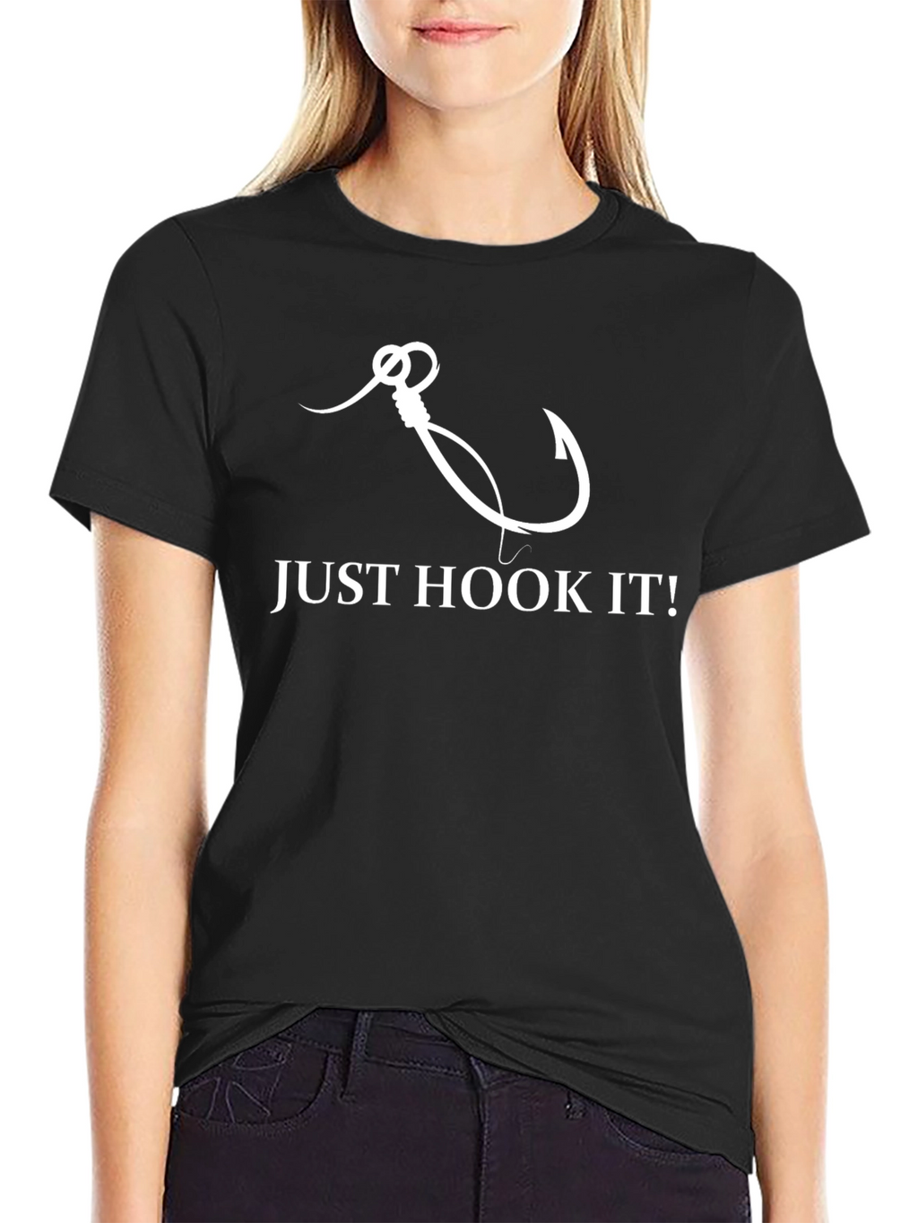Just Hook It! Fishing T-Shirt - Black Cotton Tee