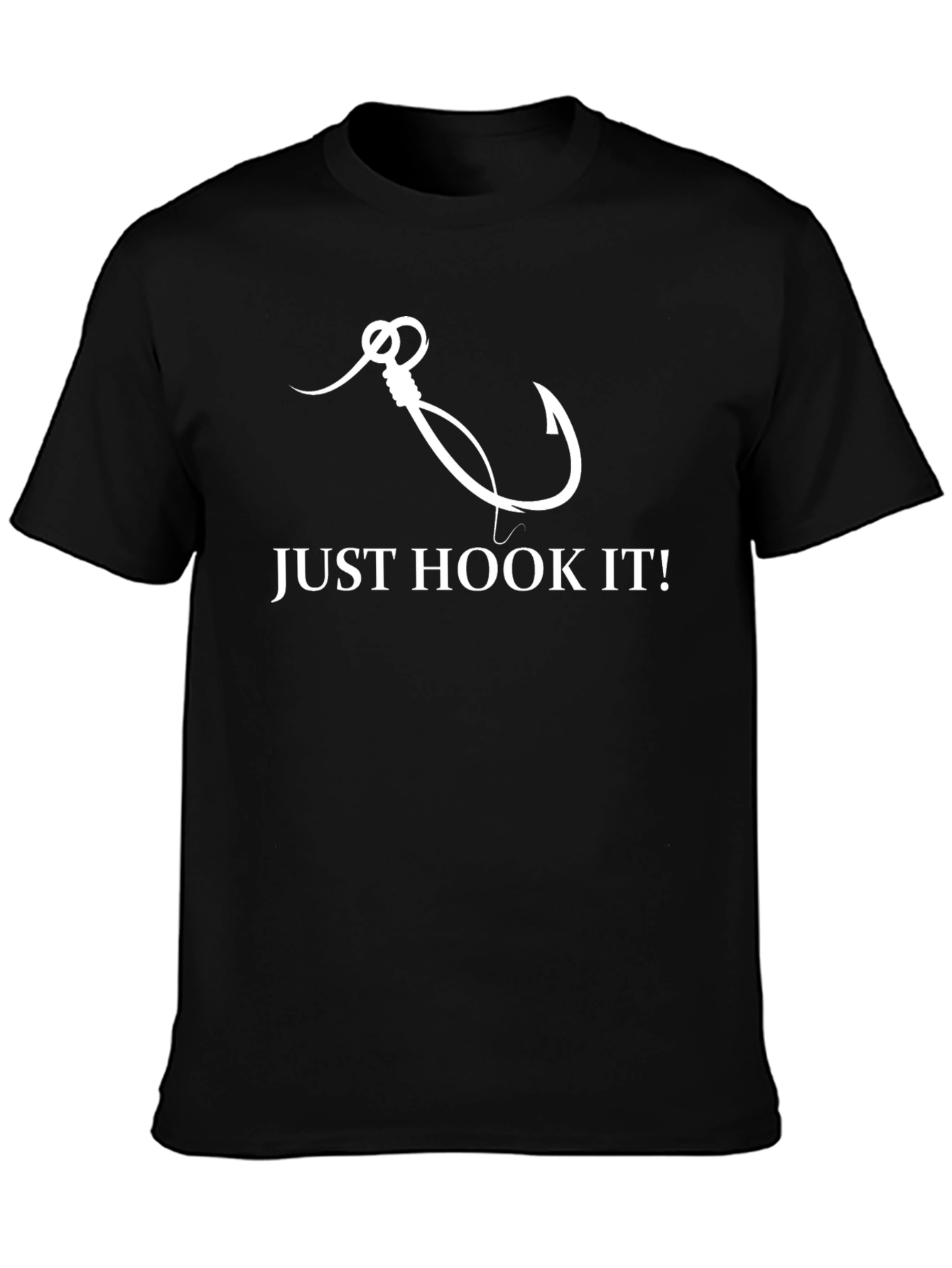 Just Hook It! Fishing T-Shirt - Black Cotton Tee