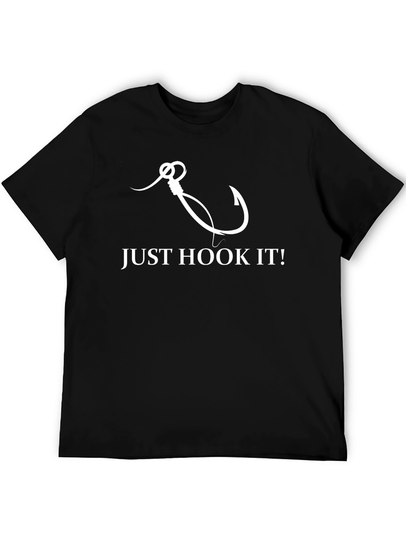 Just Hook It! Fishing T-Shirt - Black Cotton Tee