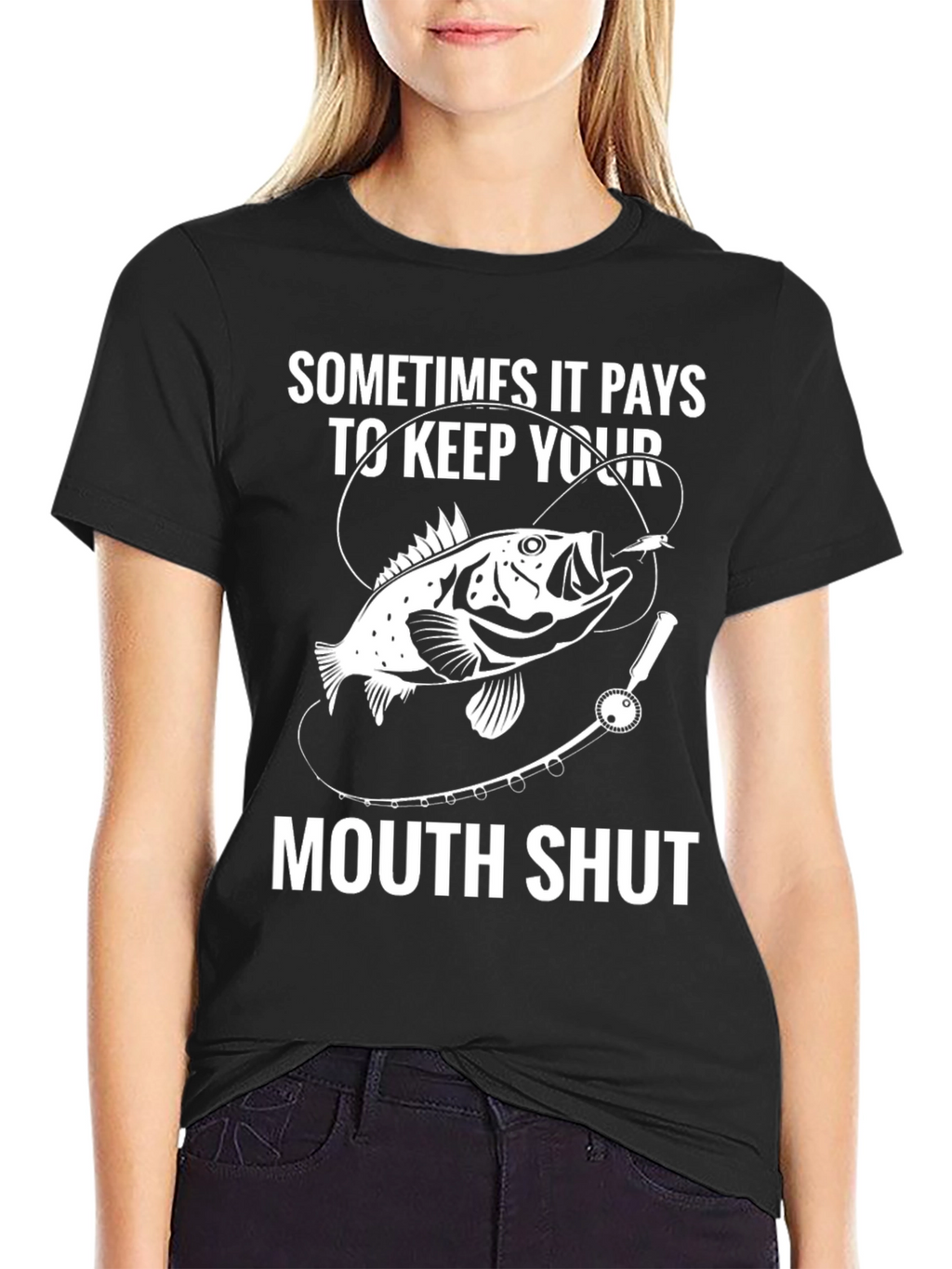 Fishing Humor Graphic T-Shirt Keep Your Mouth Shut
