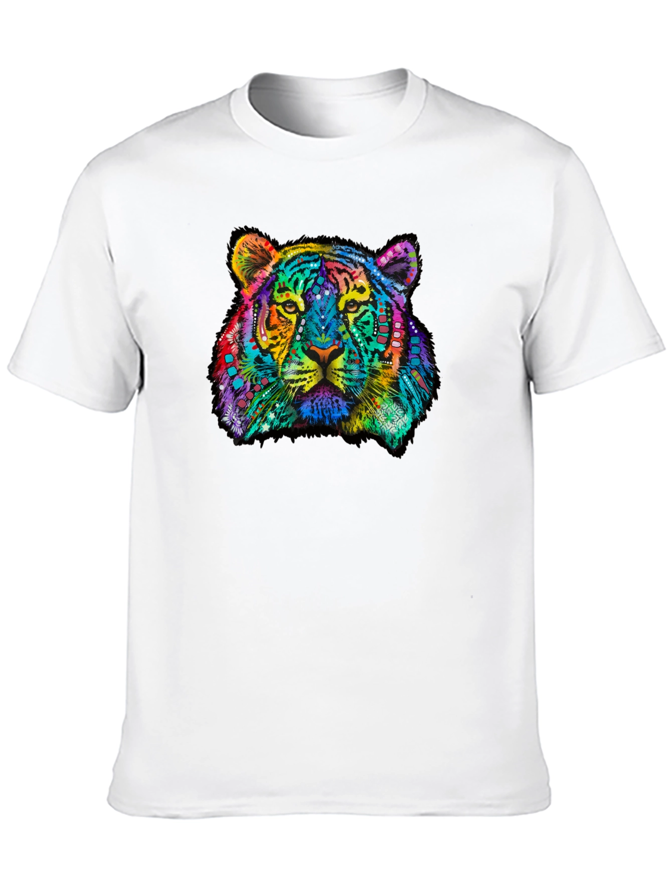 Vibrant Tiger Graphic Tee - Black Cotton T-Shirt