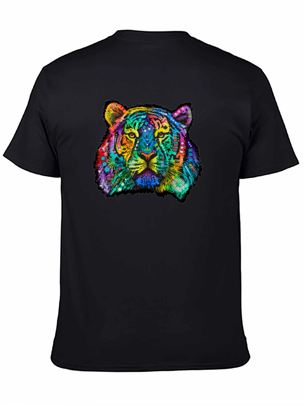 Vibrant Tiger Graphic Tee - Black Cotton T-Shirt