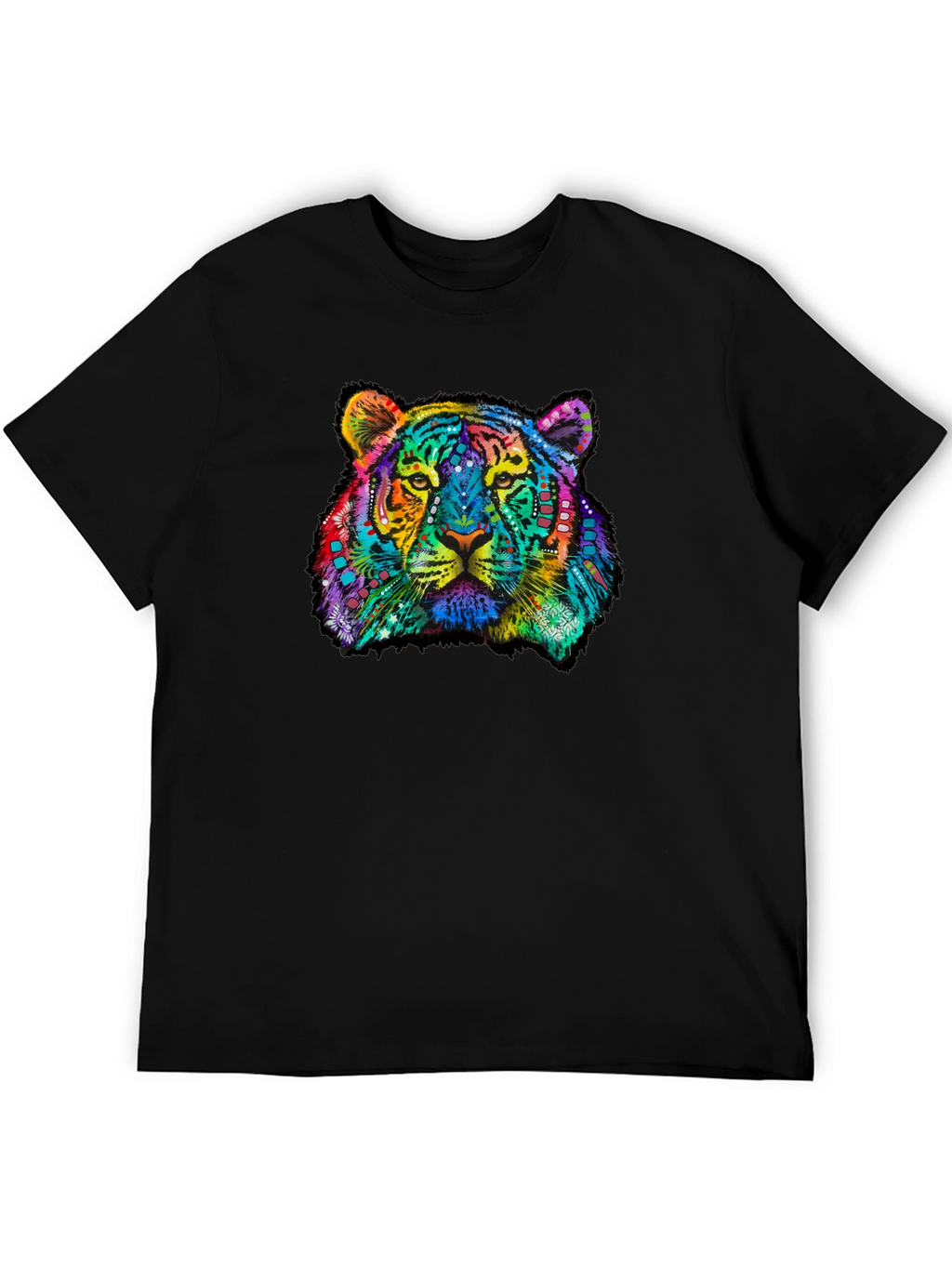 Vibrant Tiger Graphic Tee - Black Cotton T-Shirt