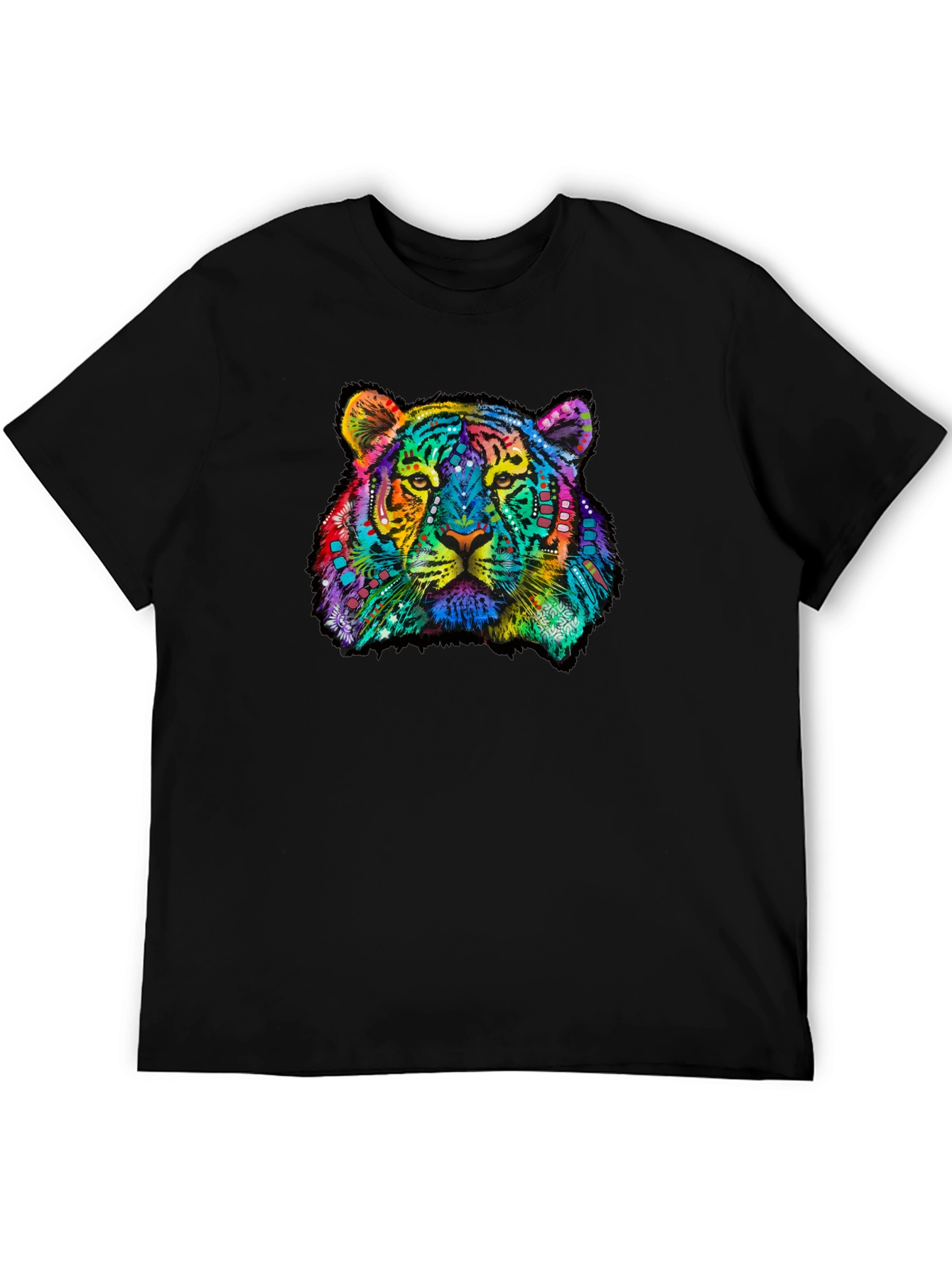 Vibrant Tiger Graphic Tee - Black Cotton T-Shirt