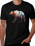 Geometric Bear Graphic Tee - Black Unisex Shirt