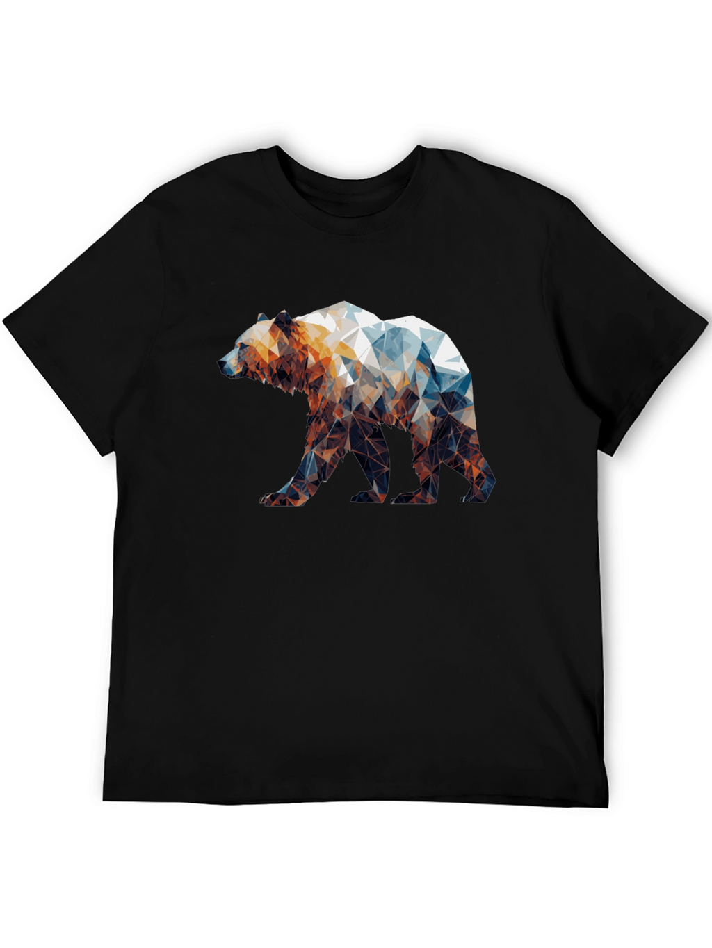 Geometric Bear Graphic Tee - Black Unisex Shirt