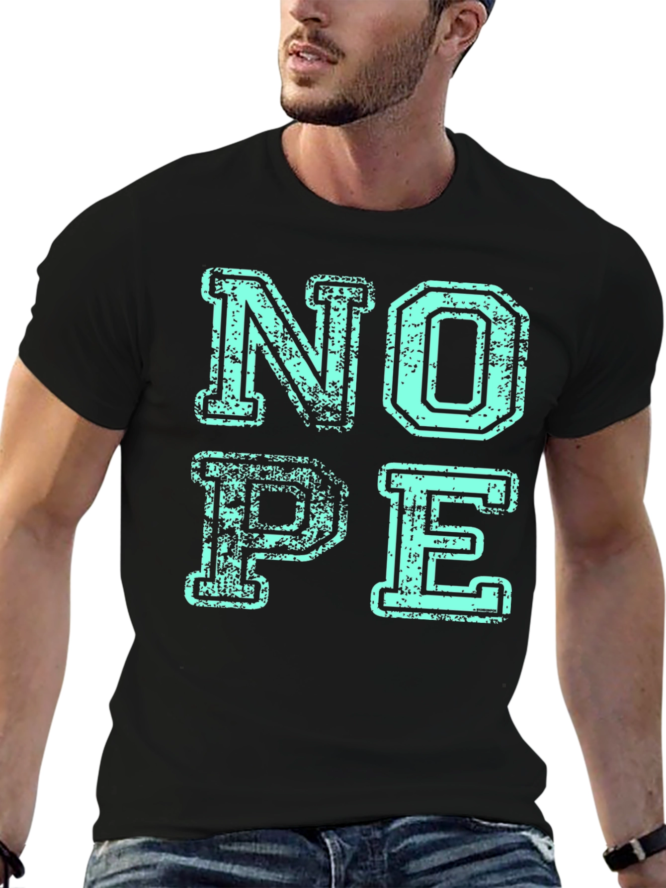 Nope Graphic Print Mens Black T-Shirt