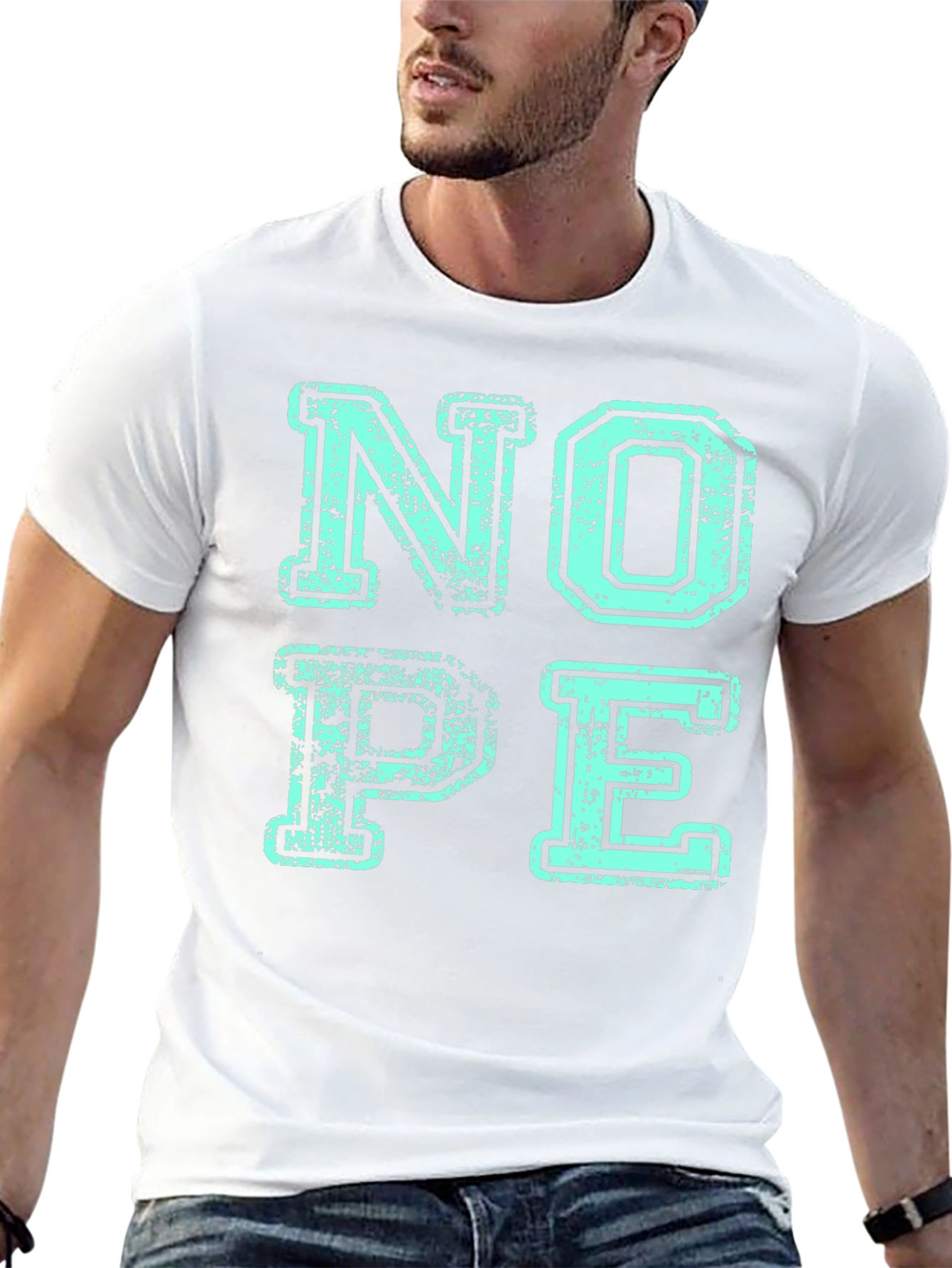 Nope Graphic Print Mens Black T-Shirt