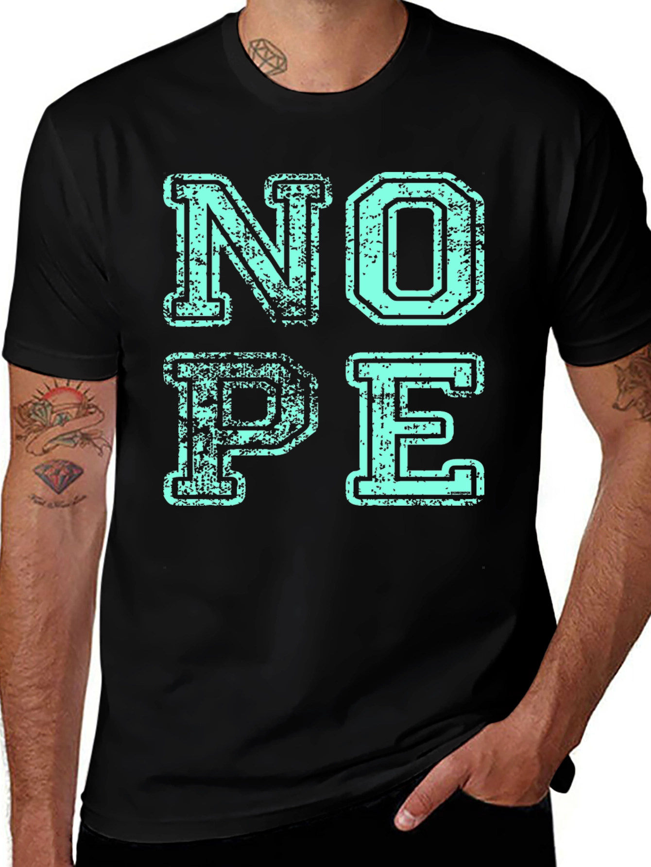 Nope Graphic Print Mens Black T-Shirt