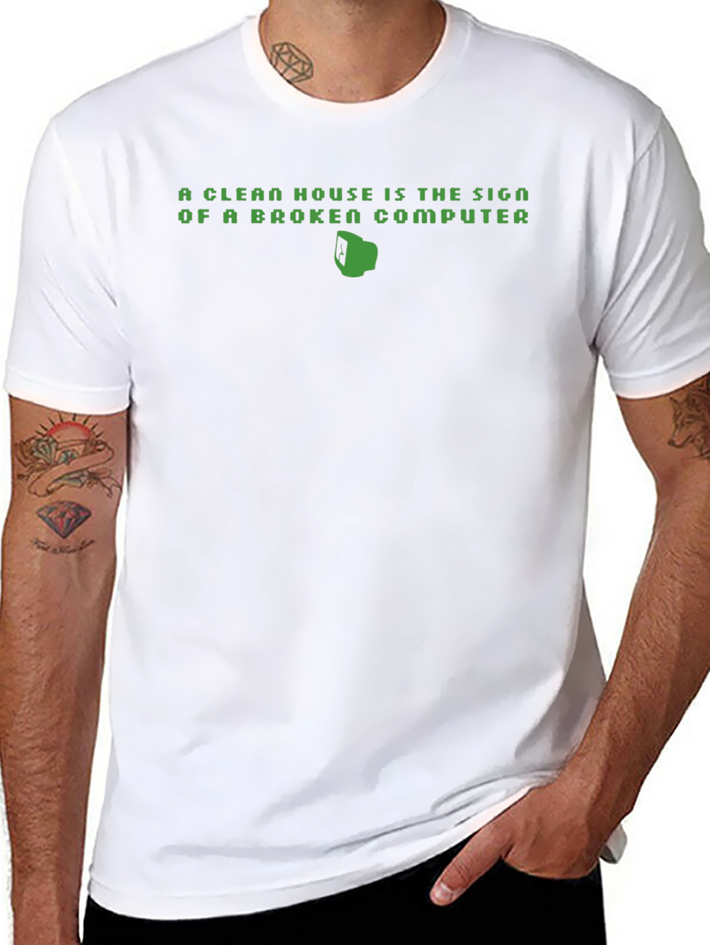 Clean House Broken Computer Funny T-Shirt