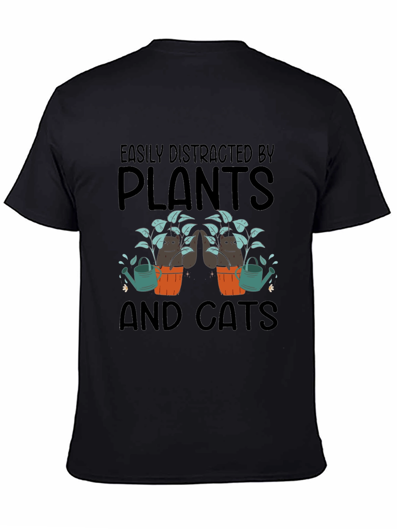Easily Distracted by Plants and Cats Graphic T-Shirt