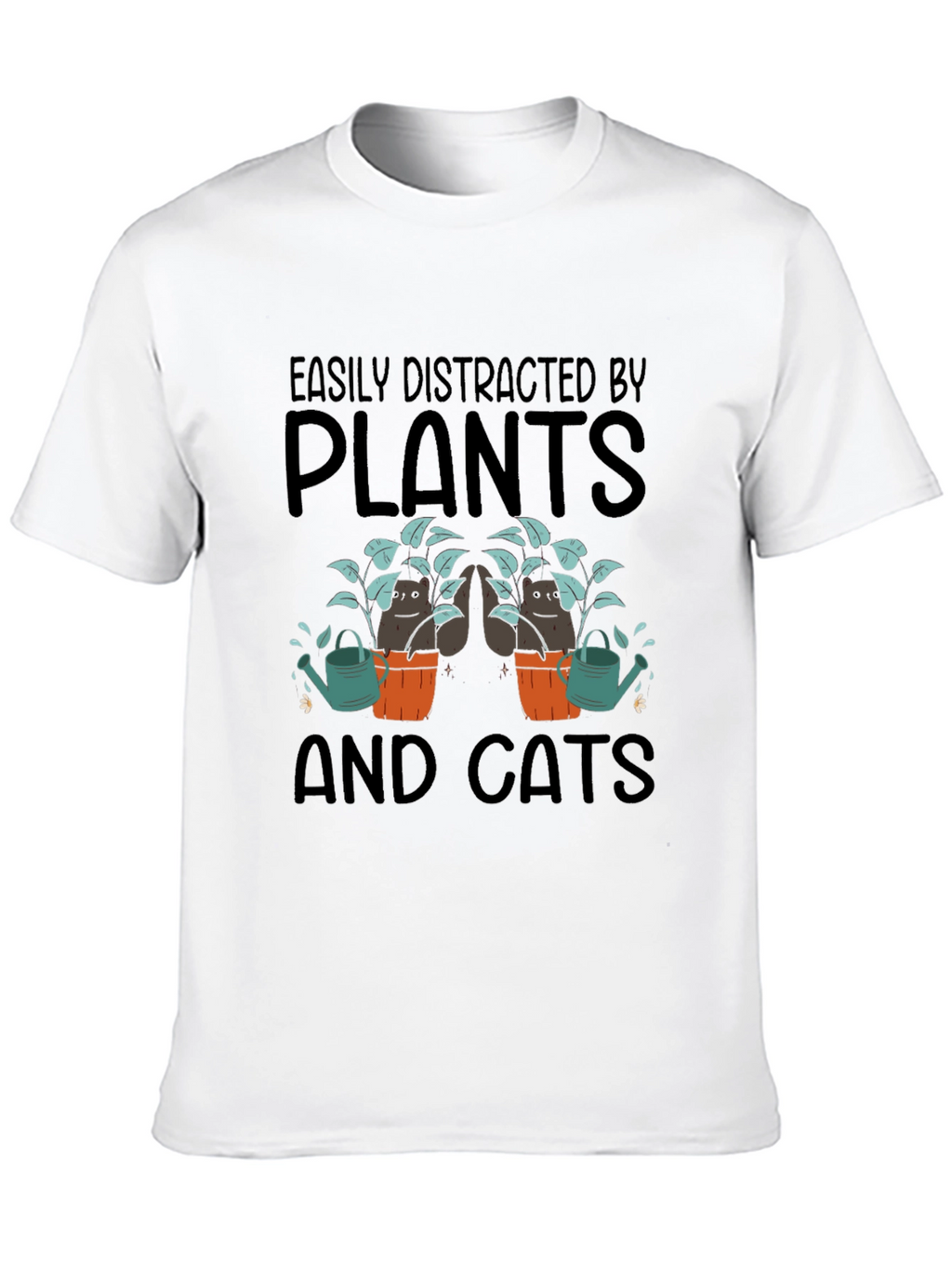 Easily Distracted by Plants and Cats Graphic T-Shirt