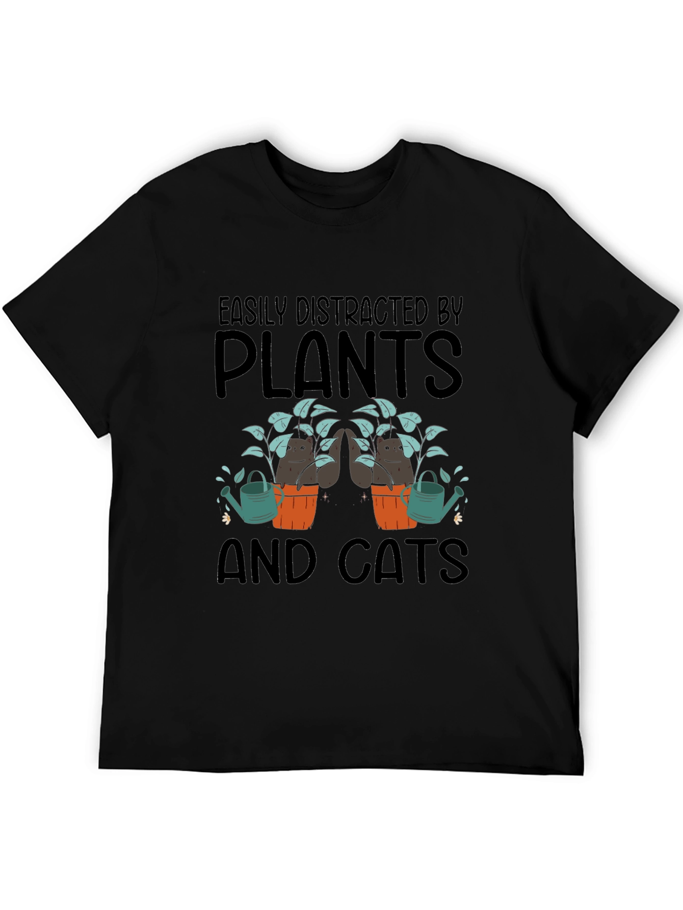 Easily Distracted by Plants and Cats Graphic T-Shirt