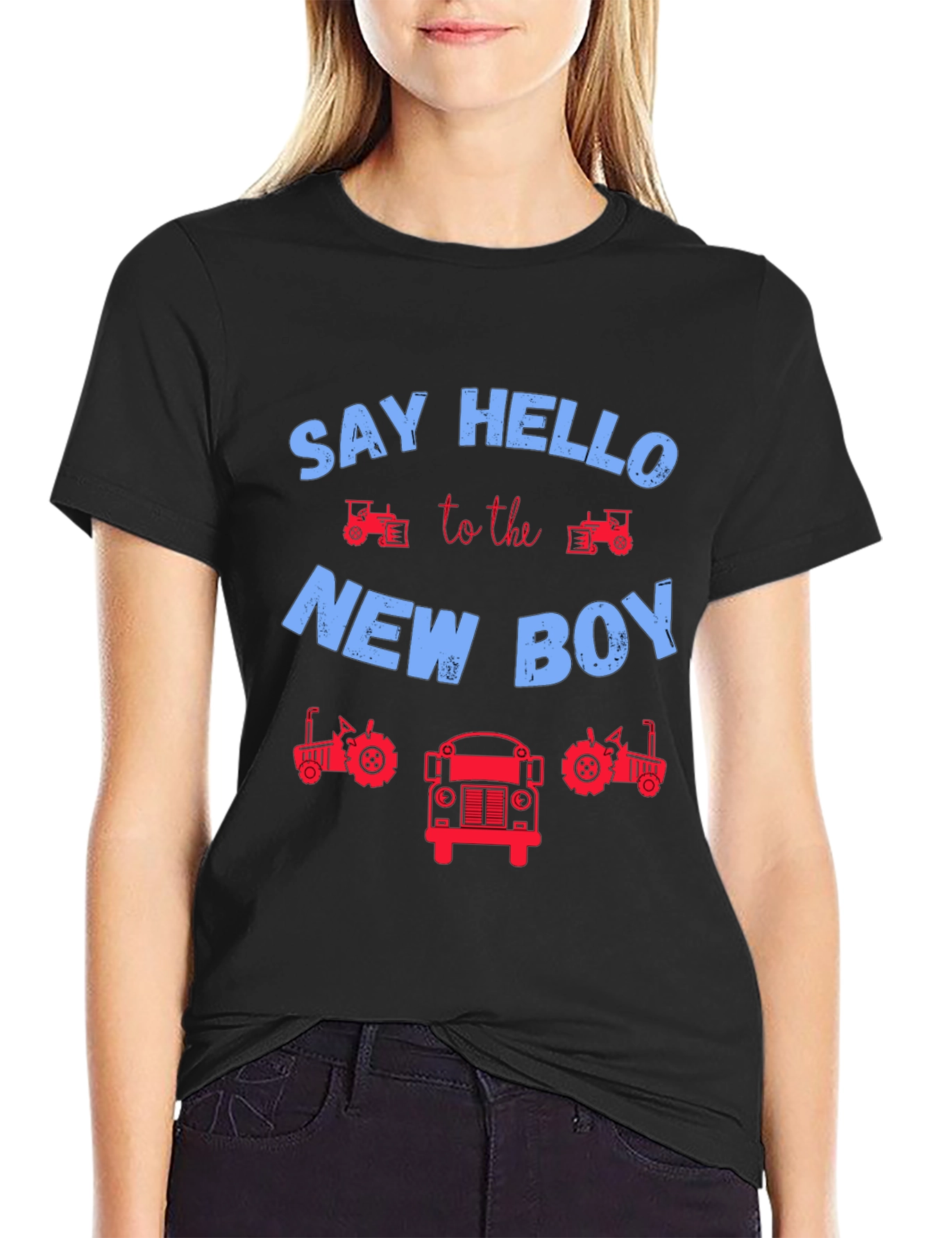 Say Hello to the New Boy Tractor & School Bus Tee