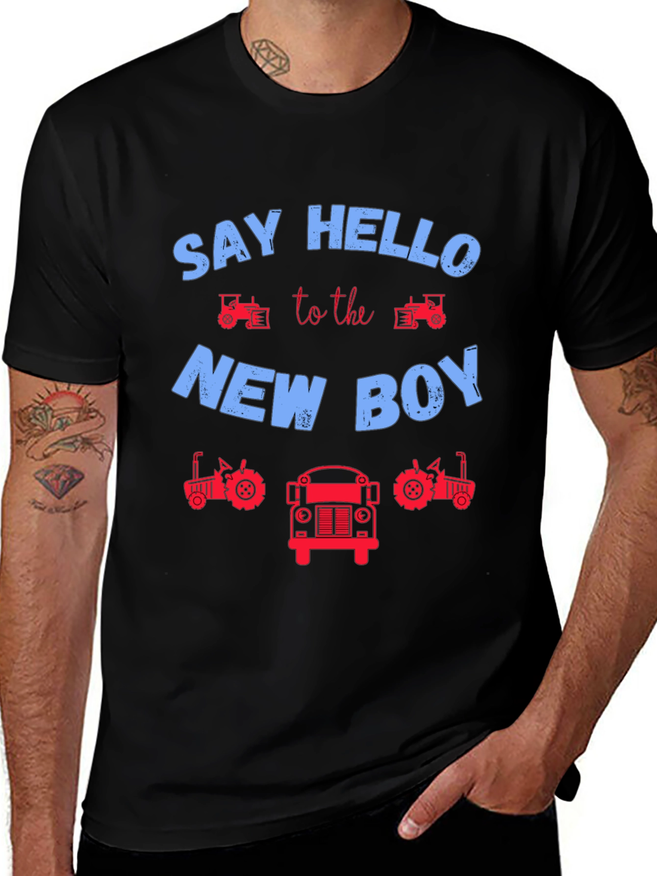 Say Hello to the New Boy Tractor & School Bus Tee