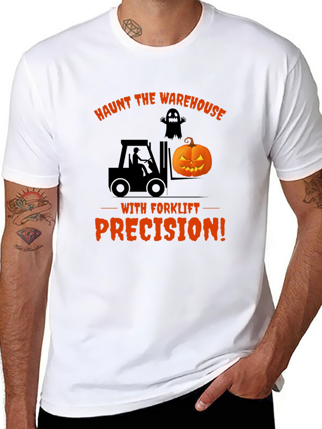 Haunt the Warehouse Forklift Halloween T-Shirt