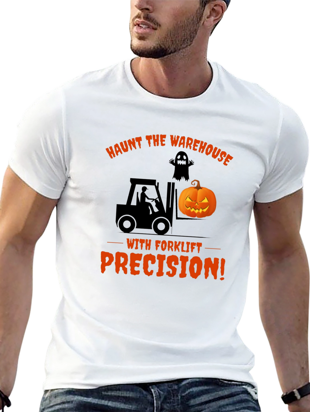 Haunt the Warehouse Forklift Halloween T-Shirt