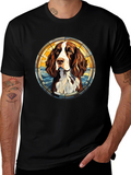 Dog Breed Art T-Shirt - Springer Spaniel Stained Glass