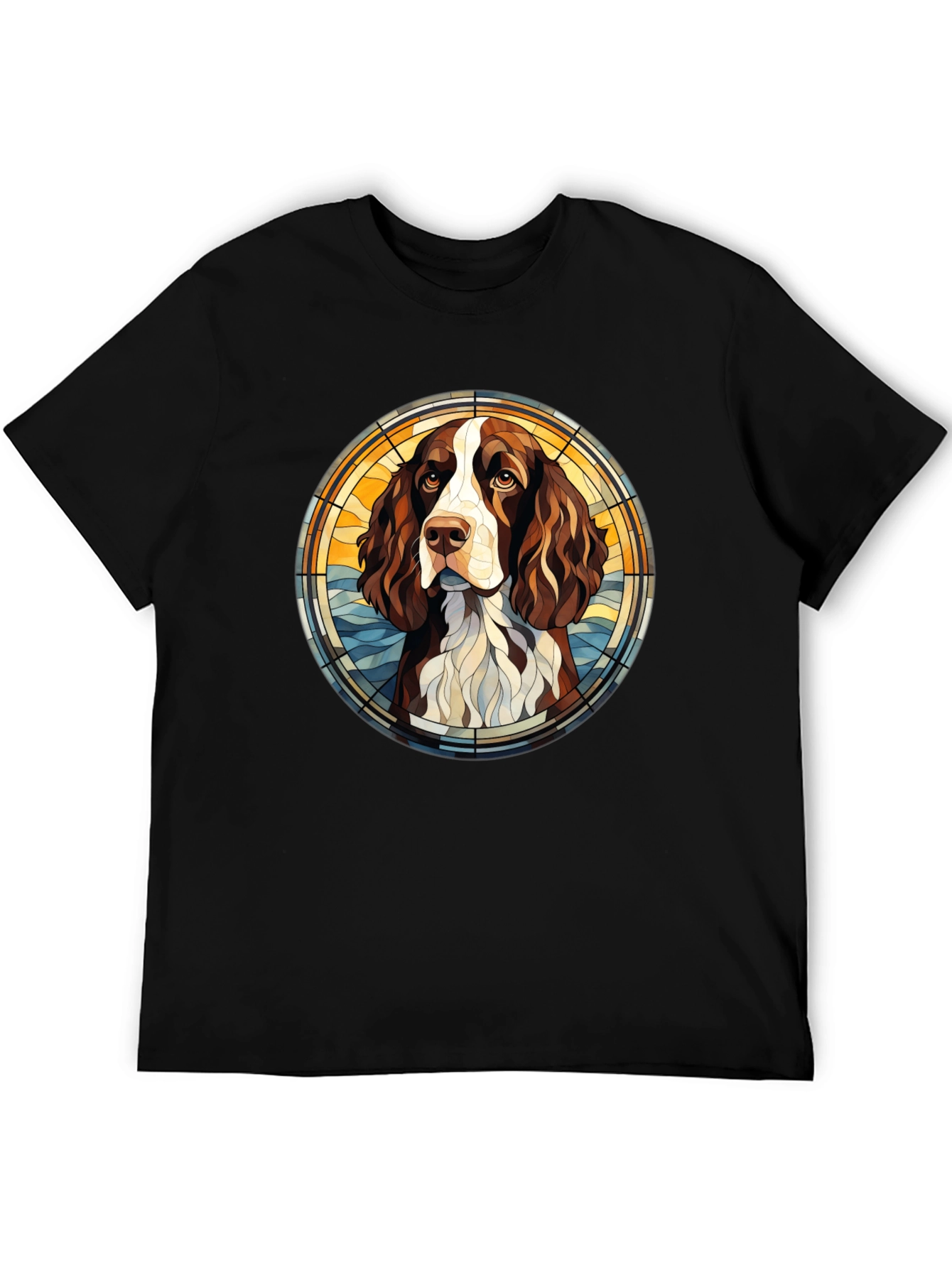 Dog Breed Art T-Shirt - Springer Spaniel Stained Glass