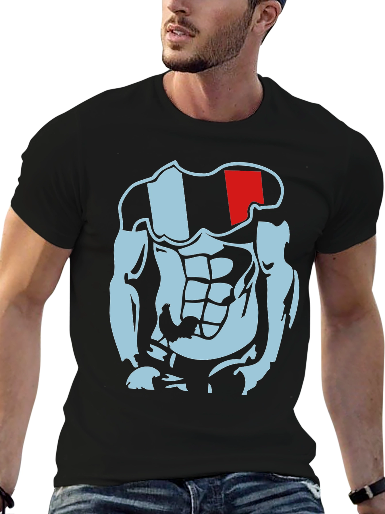 Muscled Cartoon Graphic Tee - Black