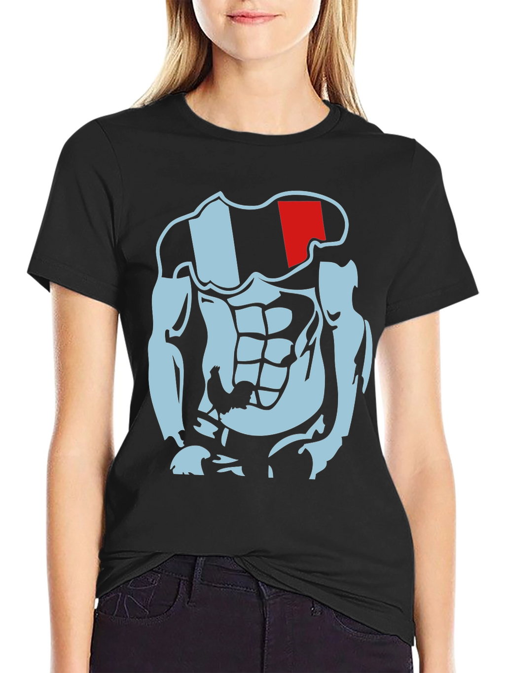 Muscled Cartoon Graphic Tee - Black