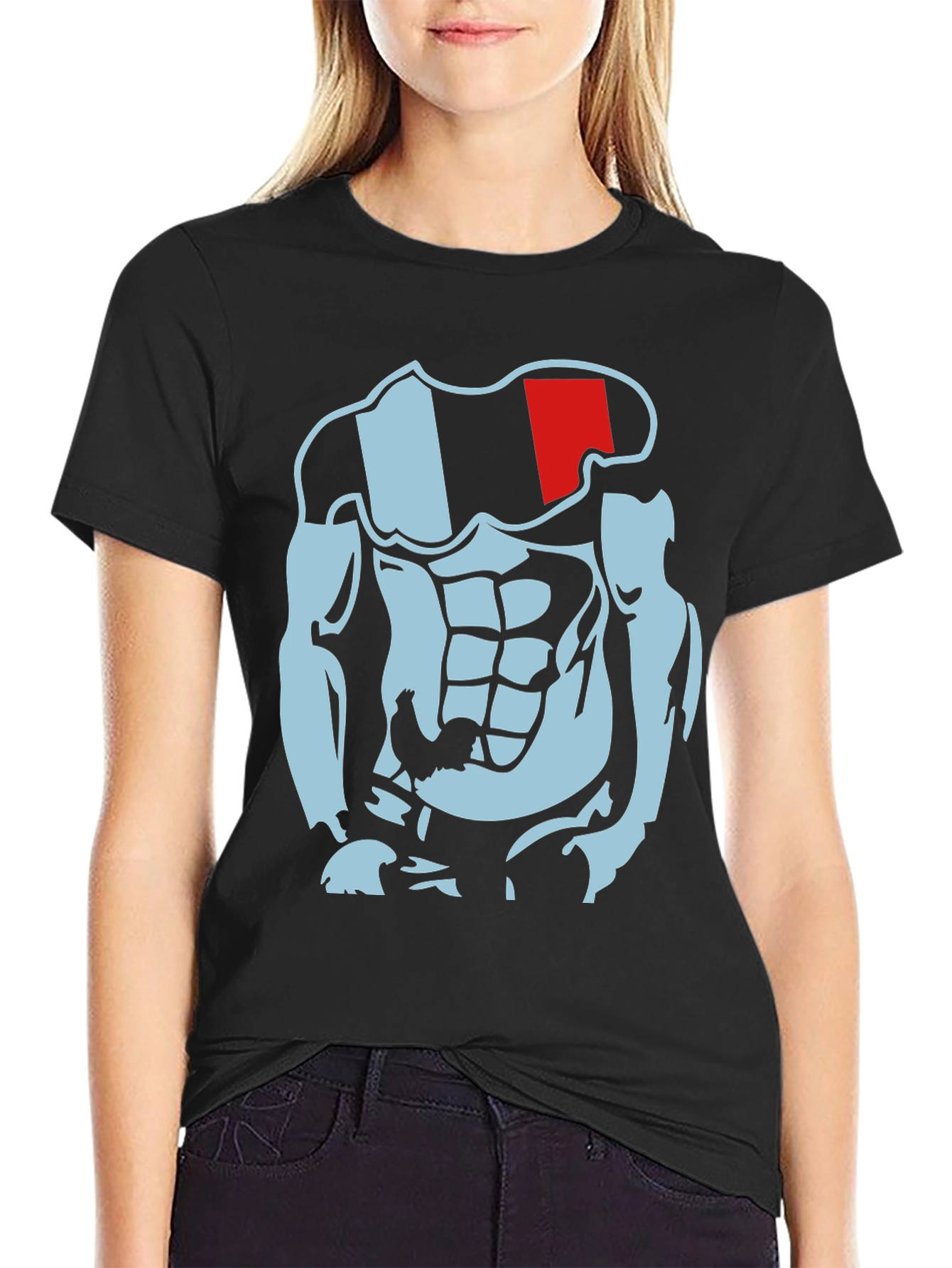 Muscled Cartoon Graphic Tee - Black