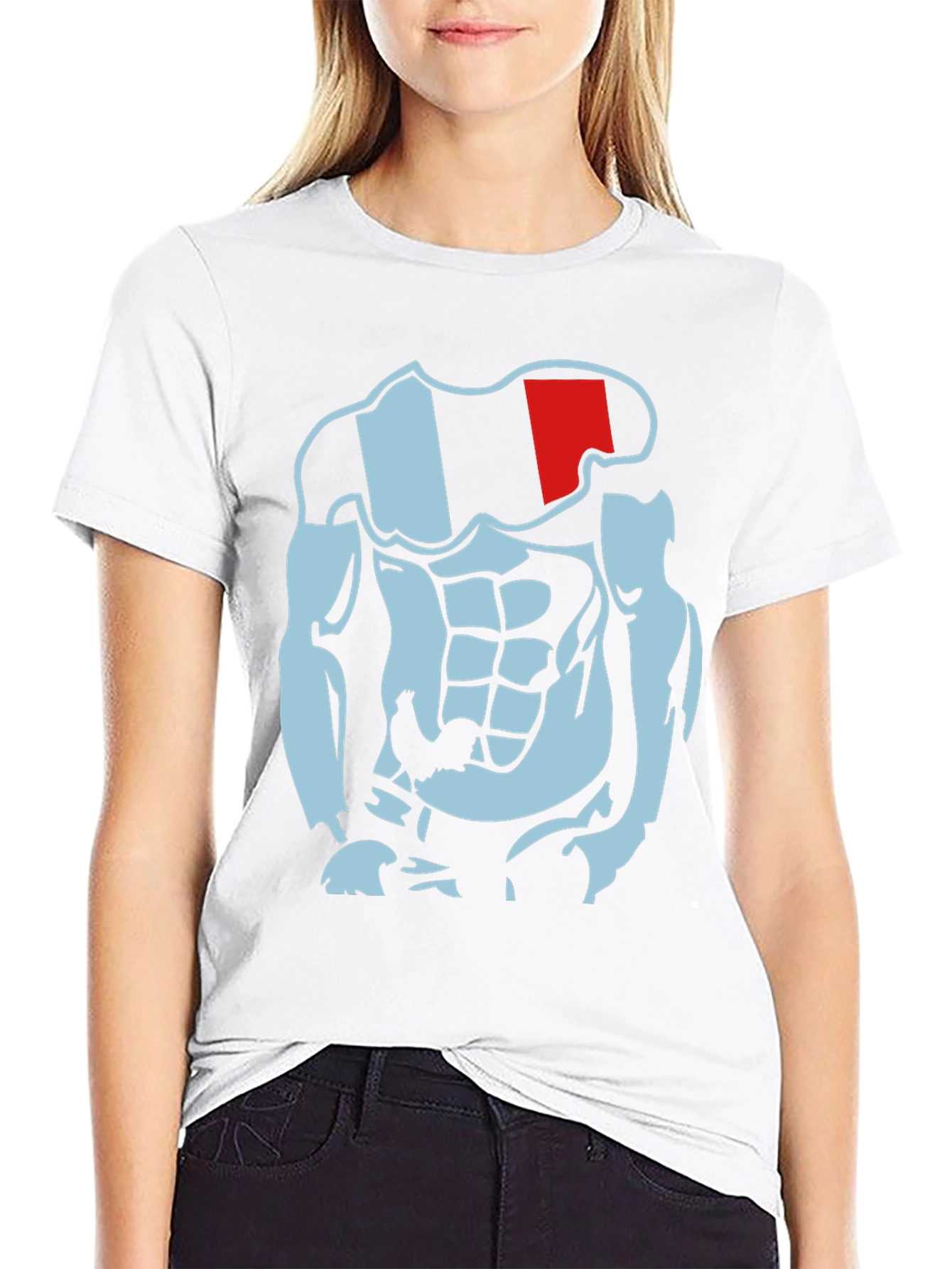 Muscled Cartoon Graphic Tee - Black