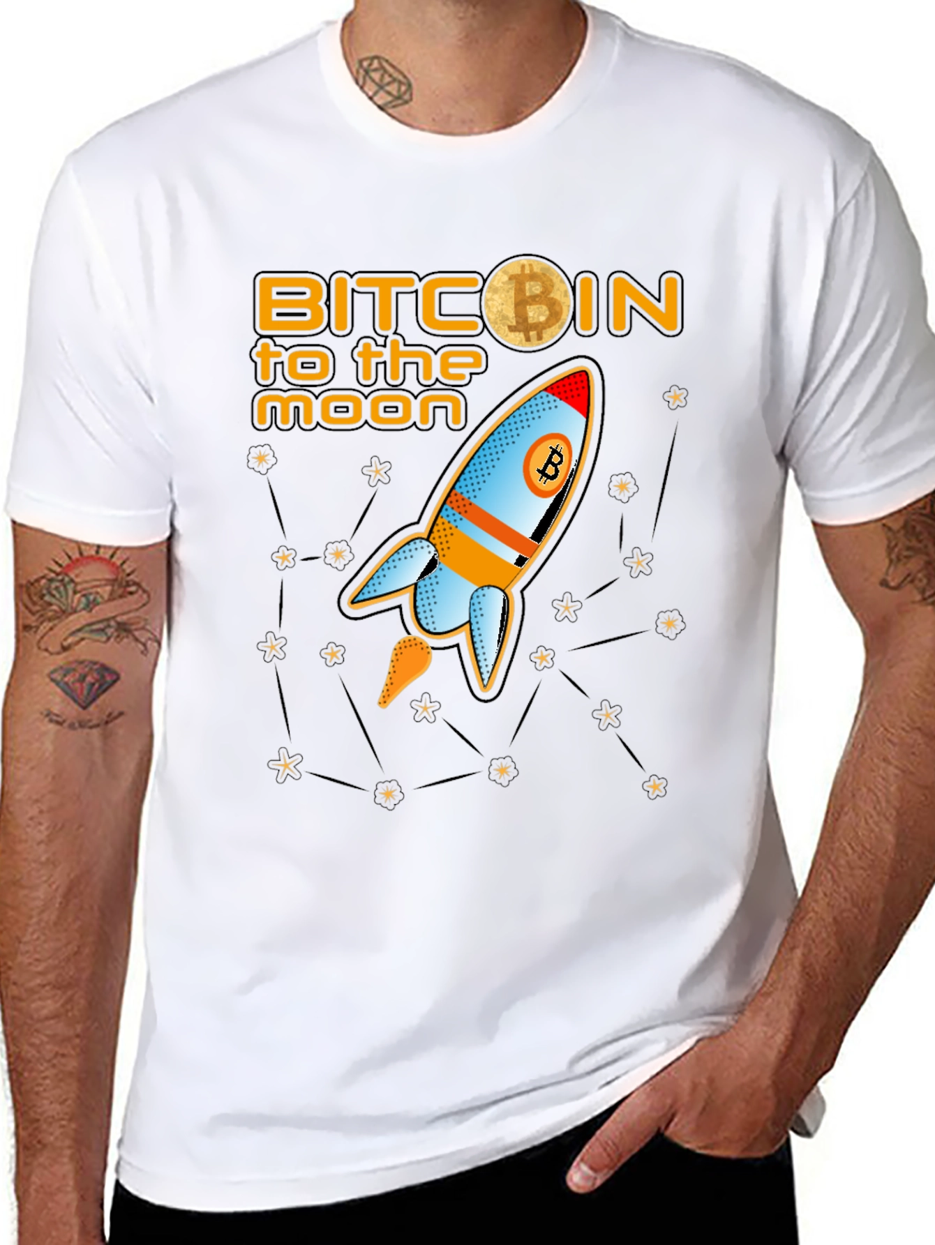 Bitcoin to the Moon Graphic Tee - Crypto Rocket T-Shirt