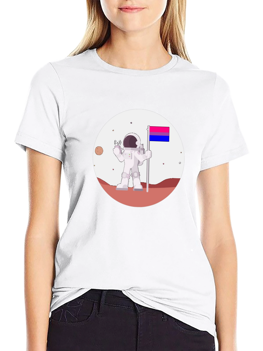 Bisexual Pride Astronaut Black T-Shirt