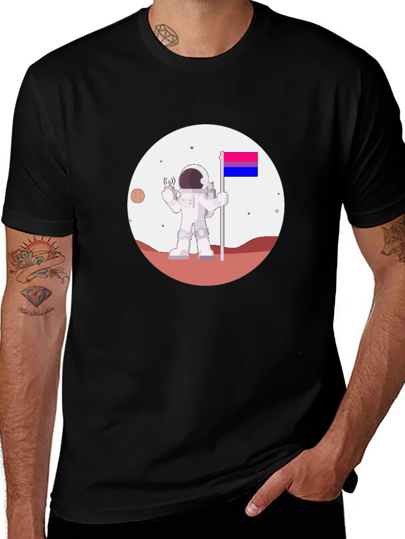 Bisexual Pride Astronaut Black T-Shirt