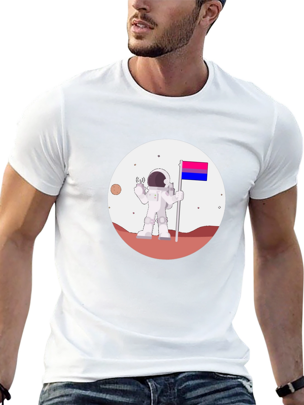 Bisexual Pride Astronaut Black T-Shirt