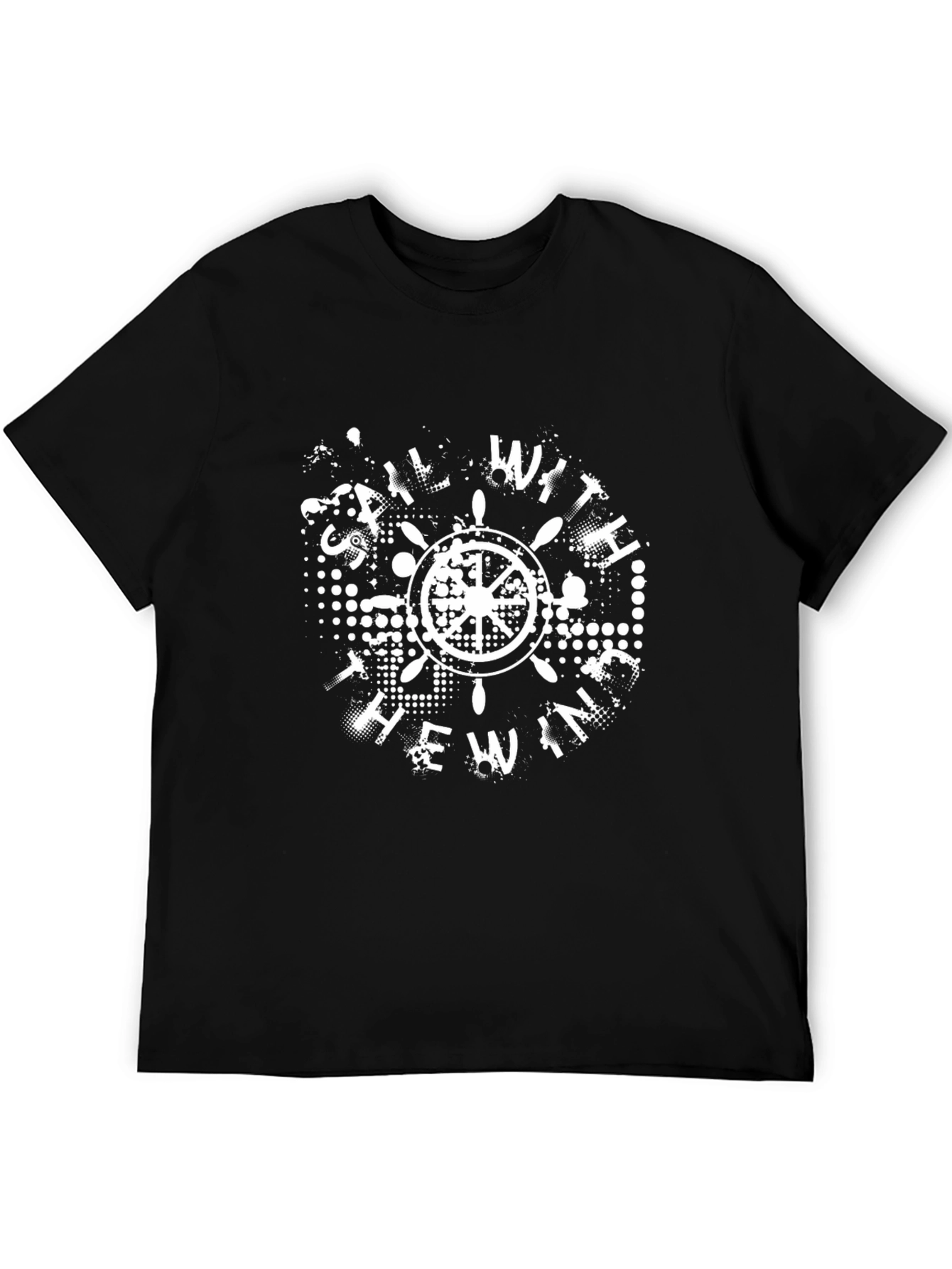 Nautical Wheel Graphic Tee - Sail With The Wind