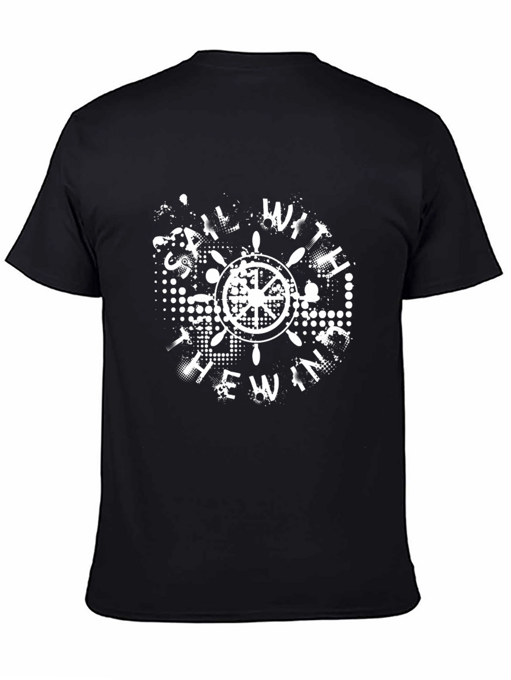 Nautical Wheel Graphic Tee - Sail With The Wind