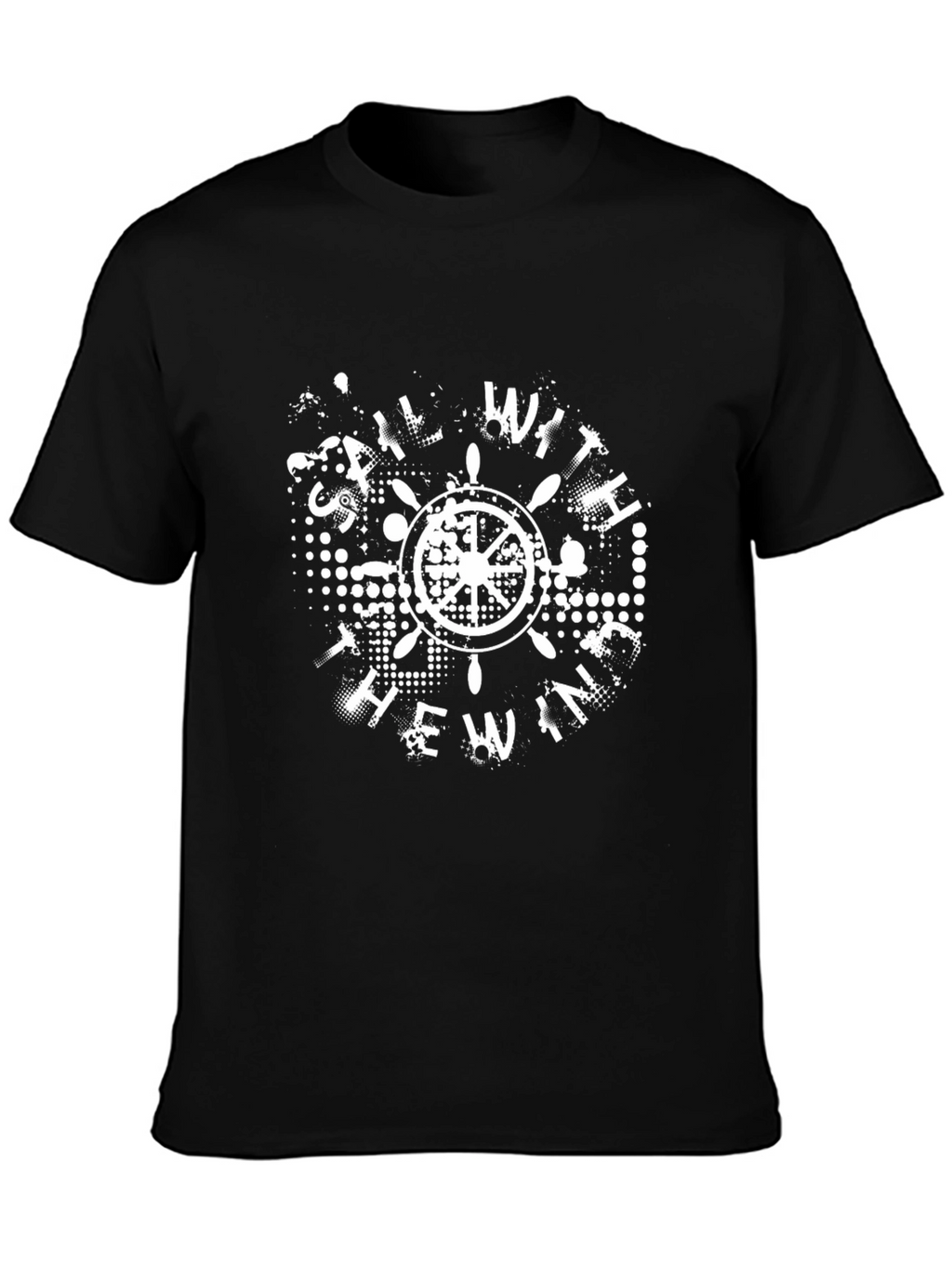 Nautical Wheel Graphic Tee - Sail With The Wind