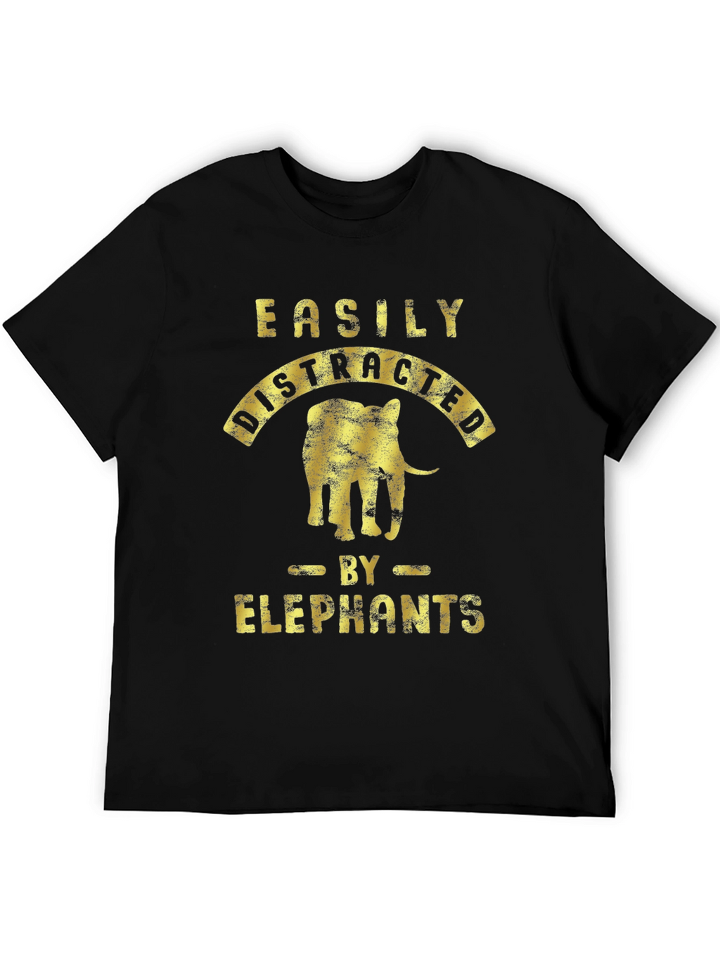 Easily Distracted By Elephants Black T-Shirt