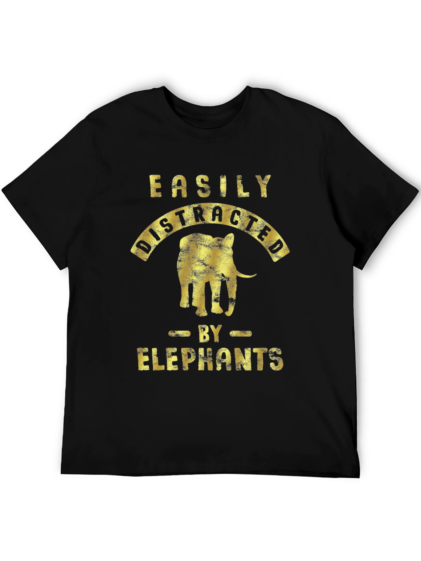 Easily Distracted By Elephants Black T-Shirt