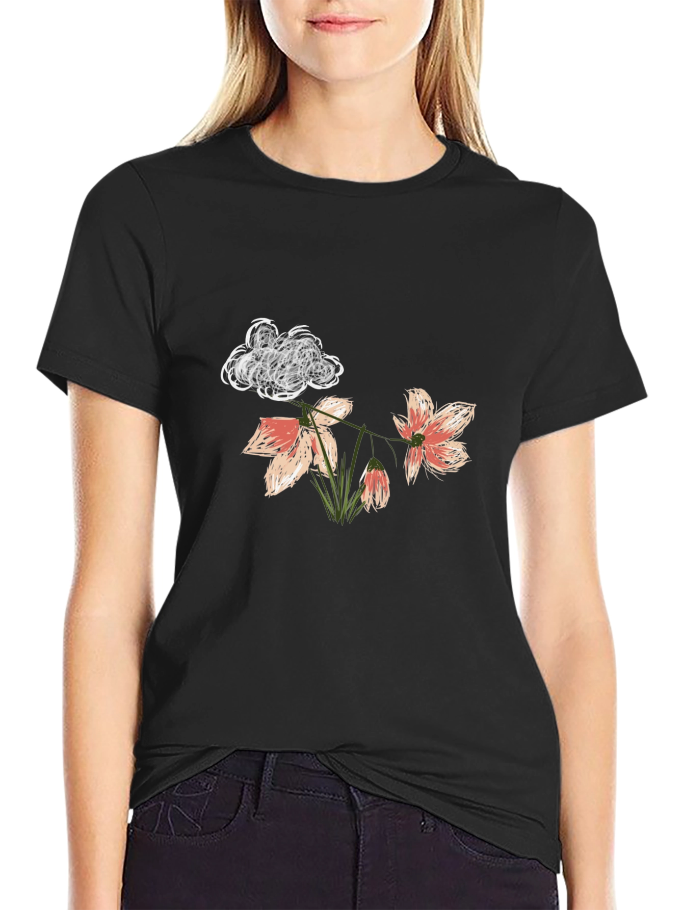 Floral Cloud T-Shirt - Unique Graphic Tee
