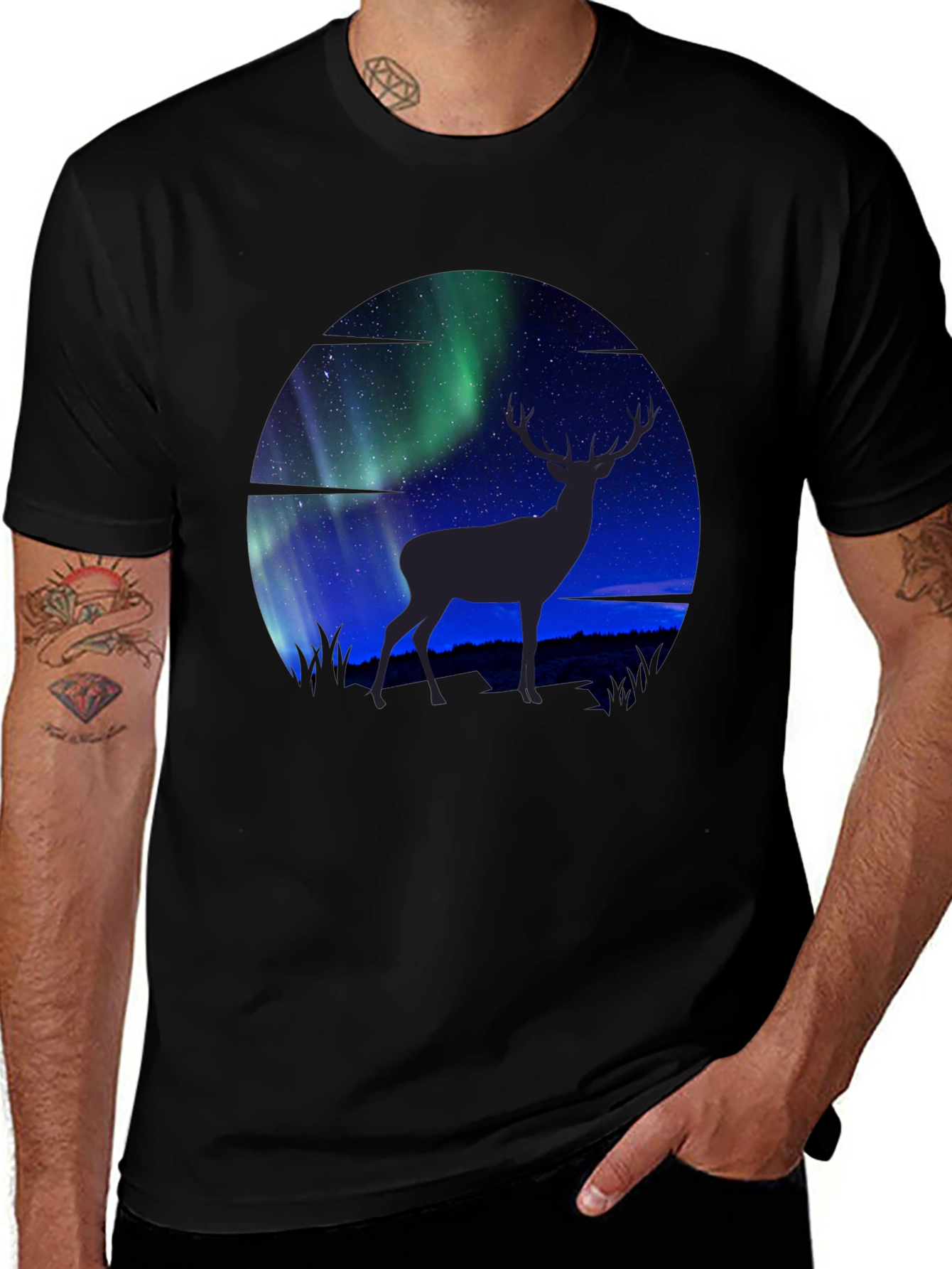 Aurora Deer Graphic T-Shirt