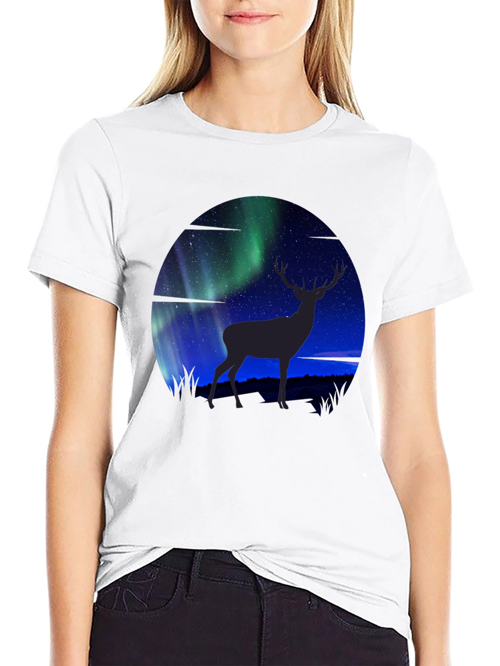 Aurora Deer Graphic T-Shirt