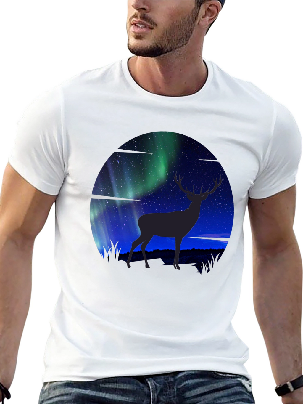 Aurora Deer Graphic T-Shirt
