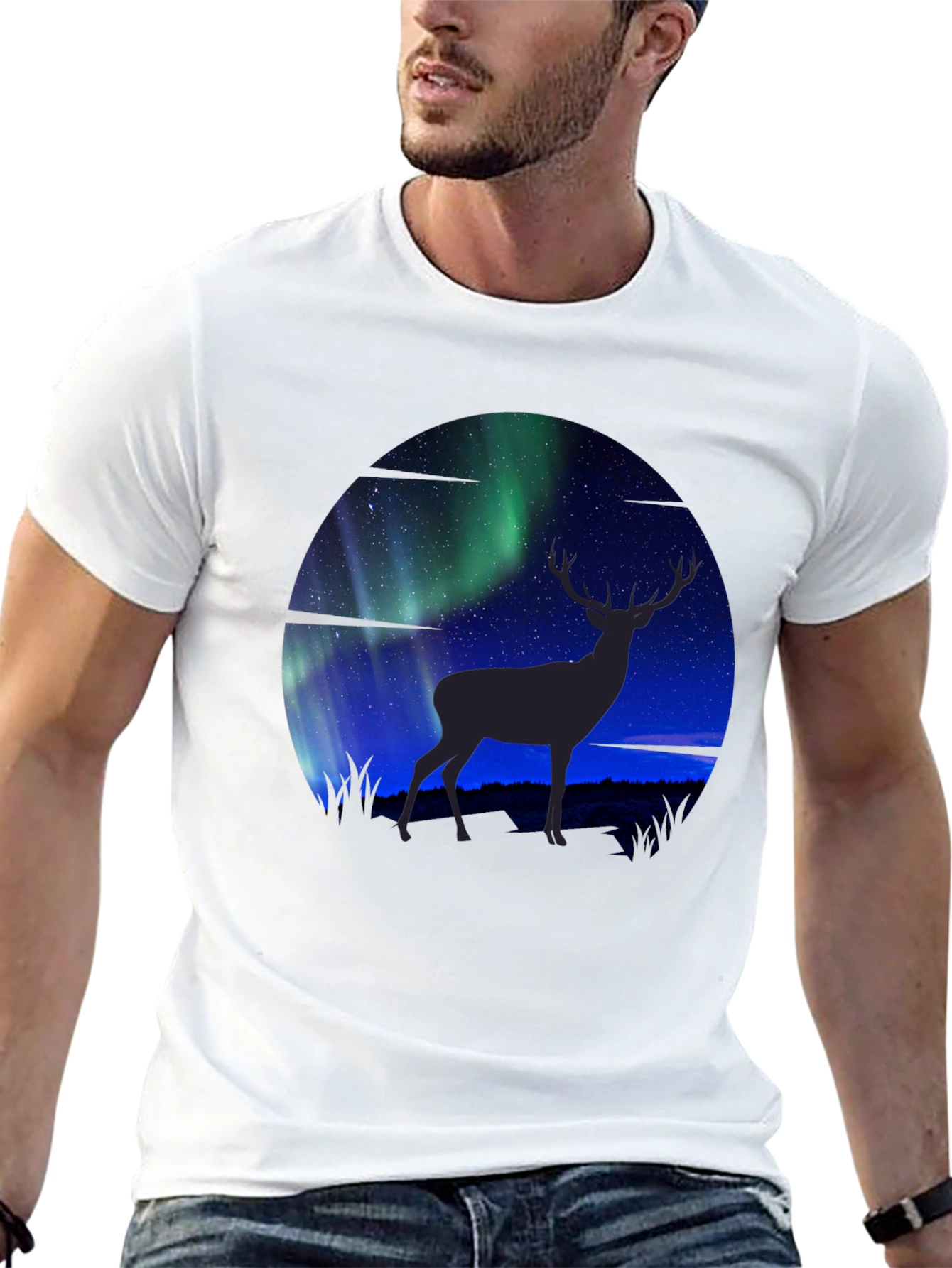 Aurora Deer Graphic T-Shirt