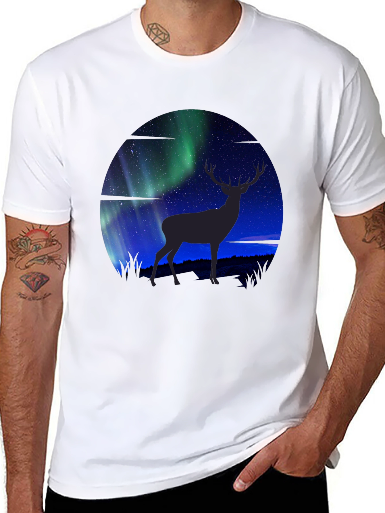 Aurora Deer Graphic T-Shirt