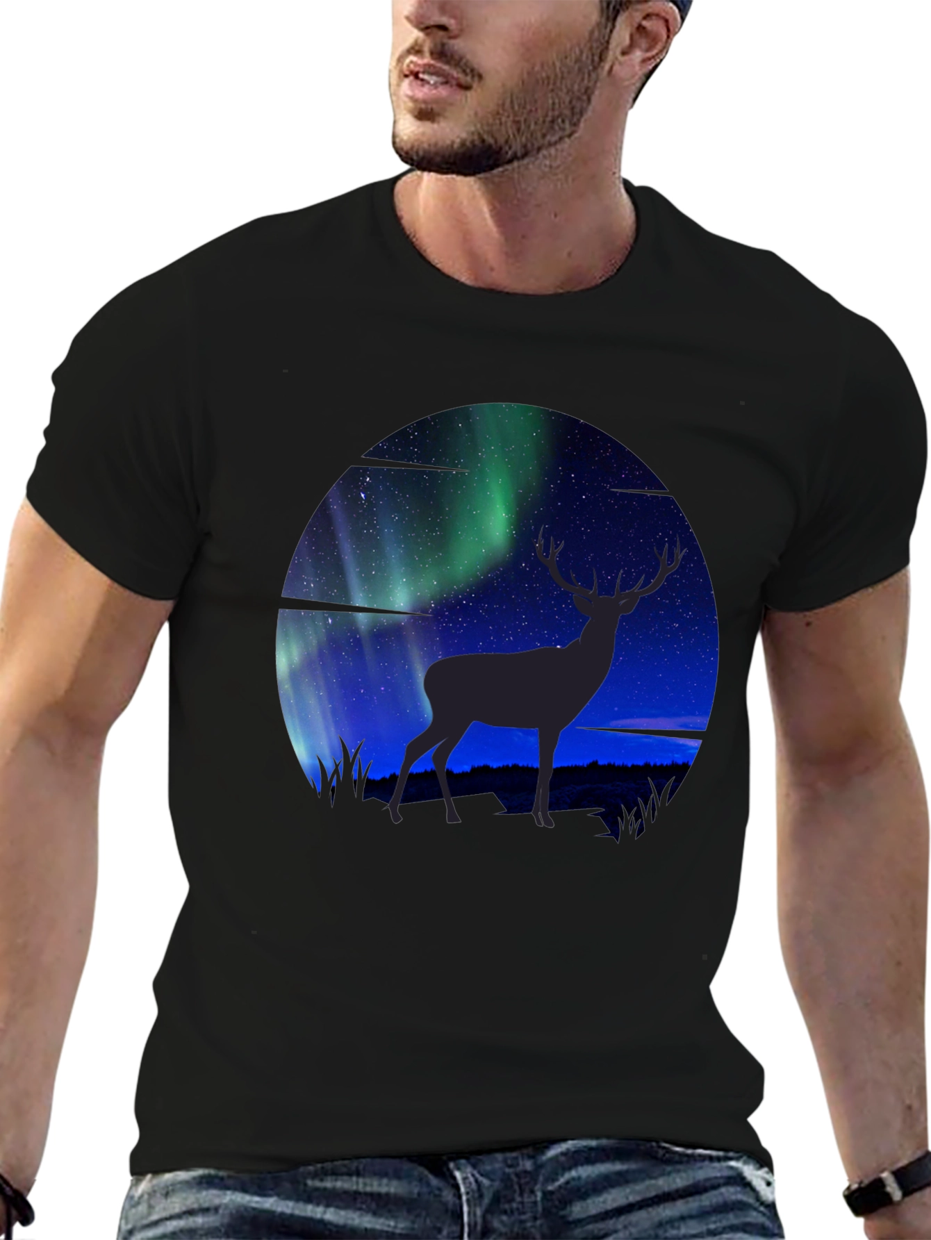 Aurora Deer Graphic T-Shirt
