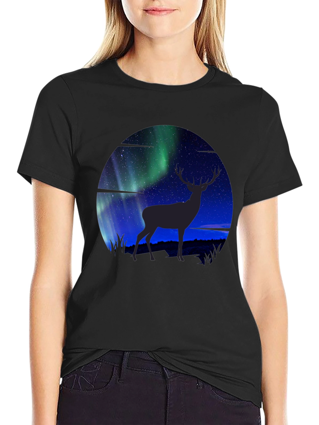 Aurora Deer Graphic T-Shirt