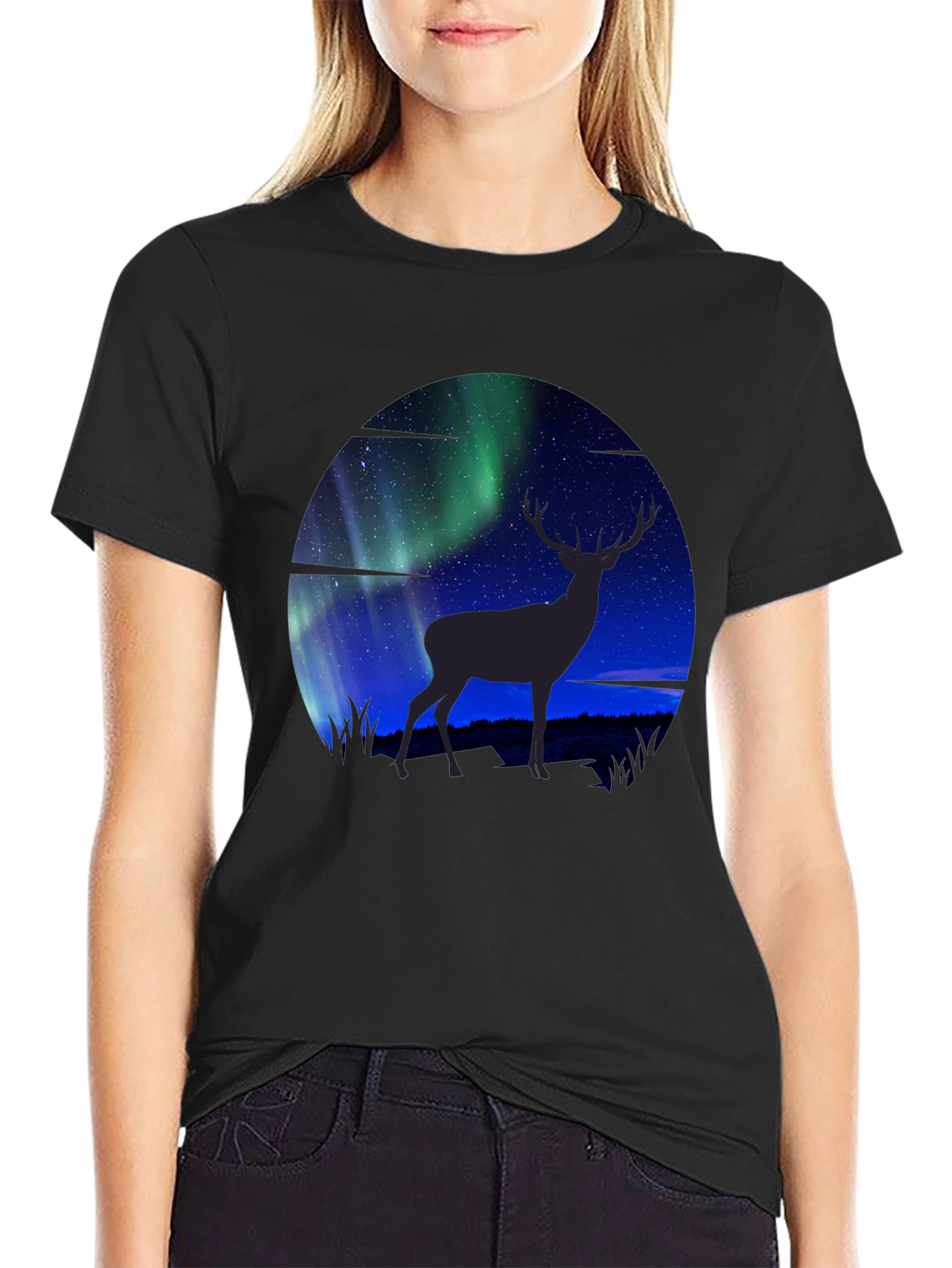 Aurora Deer Graphic T-Shirt