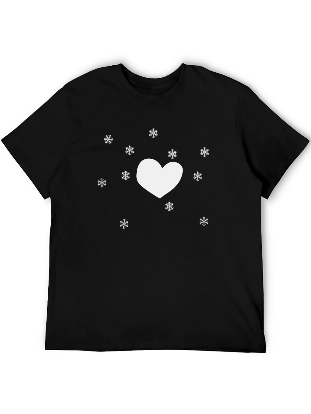 Heart and Snowflakes Black T-Shirt